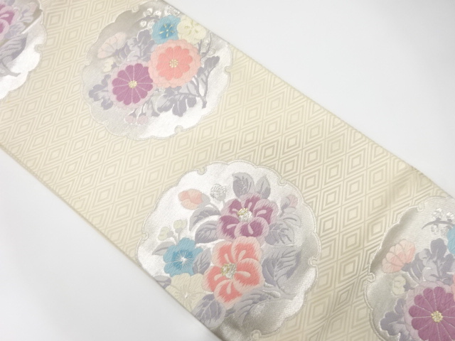 JAPANESE KIMONO / ANTIQUE FUKURO OBI / SILK / CAMELLIA